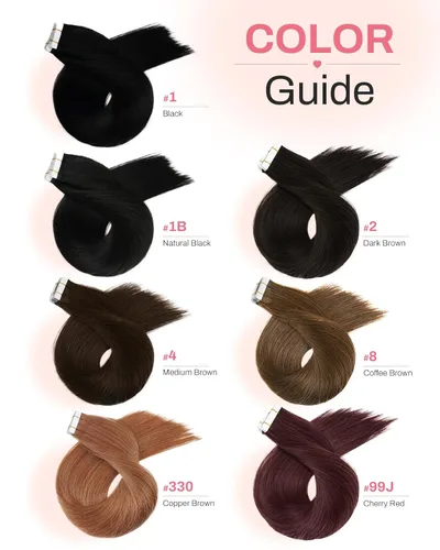 Miniatura 6 de Moresoo Extensiones de cabello humano con cinta adhesiva #1, color negro azabache, extensiones de cabello humano con cinta invisible, extensiones