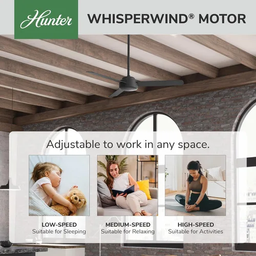 Miniatura 2 de Hunter - Ventilador de techo de 44 pulgadas para interiores sin luz - Ventilador de techo moderno sin luz, 3 aspas, montaje estándar