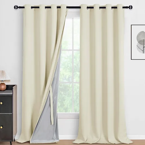 Miniatura 118 de DWCN Cortinas 100% opacas de 84 pulgadas de largo para dormitorio con forro negro, paneles de cortina de ventana de doble capa con aislamiento Azul