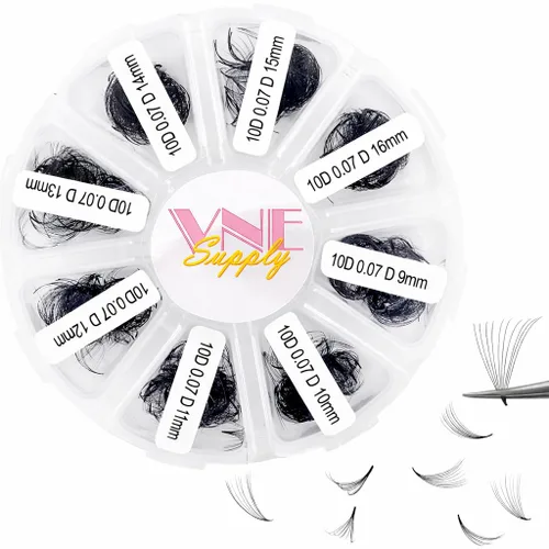 Miniatura 3 de VNE - Extensiones de pestañas para 500 abanicos, bandeja de volumen, longitud mixta, extensiones de pestañas preformadas, extensiones de pestañas