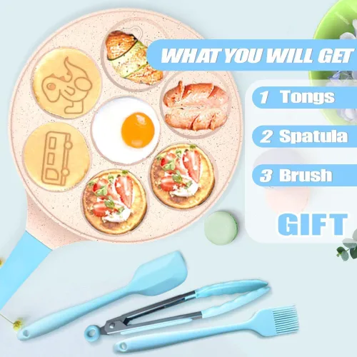 Miniatura 2 de Sartén para huevos de dinosaurio, sartén para tortillas, 7 tazas, sartén para panqueques para huevos, panqueques, plett, crepes antiadherente
