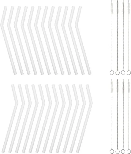 Miniatura 8 de Pajitas de silicona transparente reutilizables para niños pequeños y niños – 12 popotes flexibles para bebidas cortas de 6.6 pulgadas para vasos