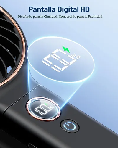 Miniatura 4 de SWEETFULL Ventilador portátil de mano, batería recargable de 5000 mAh, viento de 6 velocidades, pantalla digital LED, mini ventilador de viaje Negro