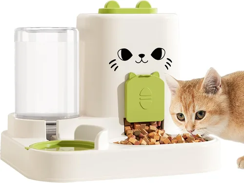 Miniatura 9 de Alimentador automático para mascotas de 1.6 L y dispensador de agua de 0.6 L, dispensador automático de alimentos y agua para gatos, alimentador por