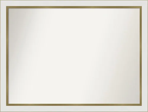 Miniatura 208 de Amanti Art Espejo de baño blanco para sobre el fregadero, 30 x 35 pulgadas, espejo de tocador rectangular estrecho de Eva de oro blanco, marco