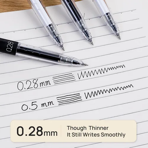 Miniatura 2 de Bolígrafos de Gel Retráctiles, Estilo Japonés, Punta Ultra Fina de 0.28mm, Tinta de Gel Negra de Secado Rápido, Escritura Precisa y Suave, Paquete
