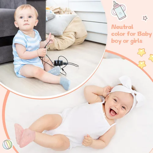 Miniatura 2 de Unittype 20 pares de calcetines antideslizantes para bebés de 0 a 12 meses para recién nacidos, calcetines antideslizantes para niños y niñas