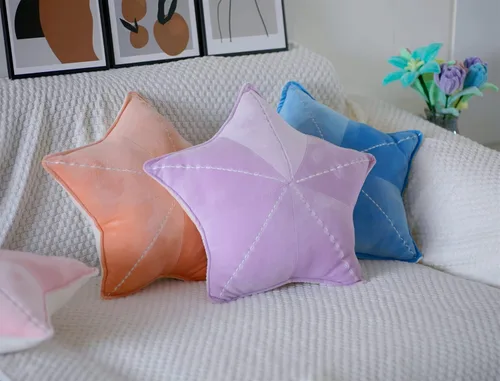 Miniatura 3 de Almohada de suelo de concha de estrella de mar para sofá, almohada de lectura para automóvil (morado claro, 19.6 pulgadas)