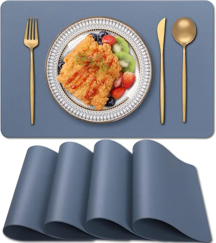 Juego de 4 manteles individuales de PVC resistentes al calor, impermeables, lavables, antideslizantes, fáciles de limpiar, para decoración de mesa