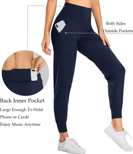 Miniatura 47 de Oalka - Pantalones deportivos para mujer, con cintura alta y bolsillos, para hacer deporte, yoga y entrenar