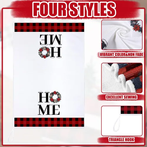 Miniatura 5 de Bencailor Juego de 4 toallas de cocina navideñas decorativas para platos de té, toallas de mano para baño de Navidad, 15.75 x 23.62 pulgadas