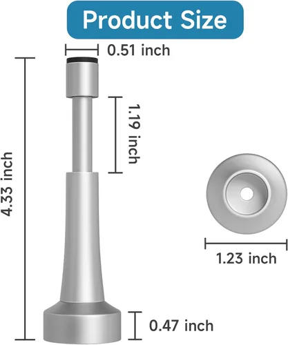 Miniatura 4 de 2 topes de puerta de resorte para pared, tope de puerta de 4.33 pulgadas para parte inferior de la puerta, tope de puerta de aluminio con punta