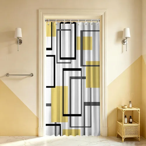 Miniatura 69 de Cortina de Ducha en Blanco y Negro Geométrica Cortinas de Ducha para Decoración de Baños de Hombres Juego de Cortina de Baño en Negro Blanco y Gris