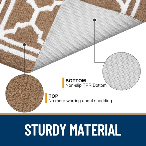 Miniatura 4 de Buganda Alfombra para Puerta Interior, Felpudo Resistente a la Suciedad y Absorbente, Antideslizante, Alfombras de Perfil Bajo para Entrada Marrón