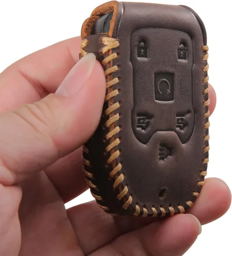 Miniatura 6 de Funda para llavero GMC, 6 botones, funda de cuero para llaves, llavero de metal para Yukon XL Denali 2015-2020, Chevy Tahoe Suburban
