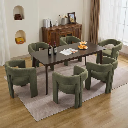 Miniatura 34 de adochr Modernas sillas de comedor de barril, silla de comedor tapizada de lino con patas de madera, sillas decorativas con brazos, cómodos sillones