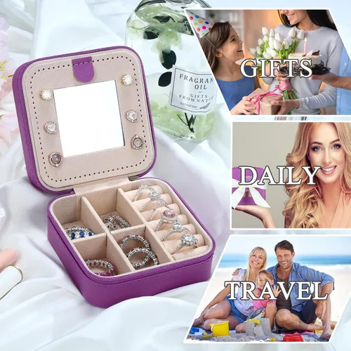 Miniatura 6 de Parima Joyero de viaje para niñas y mujeres, caja organizadora de joyas, cajas de joyería personalizadas para mujeres y niñas, caja organizadora