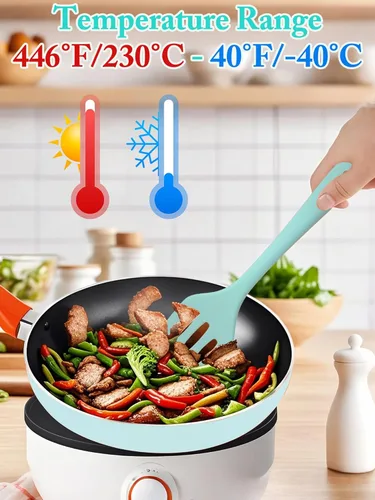 Miniatura 4 de Juego de utensilios de cocina, 5 piezas, mini utensilios de cocina de silicona, resistentes al calor, antiadherentes, juego de espátula, sin BPA