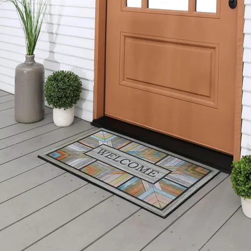 Mohawk Home Tapete para Puerta de Entrada 1.5' x 2.5' Tapete para Puerta para Todo Clima Exterior Antideslizante Goma Reciclada, Raíces Coloridas