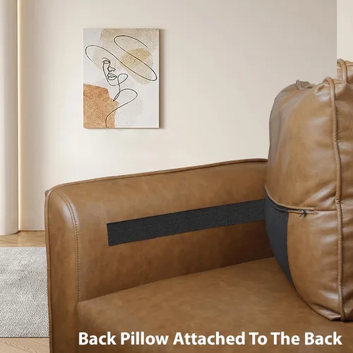 Miniatura 8 de LLappuil Sofá modular seccional asiento de almacenamiento de módulo medio para silla personalizable sin brazos, cuero sintético marrón moderno