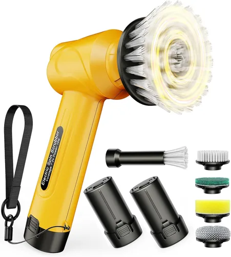 Miniatura 9 de qimedo Battery Electric Spin Scrubber Q4, Handheld Scrubber for Cleaning with Display, Power Dish Scrubber with 5 Heads, Shower Cordless Cleaning