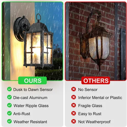 Miniatura 6 de OKELI Lámparas de pared para exteriores del atardecer al amanecer, lámpara de exterior impermeable, iluminación de aplique para el porche delantero