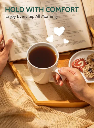 Miniatura 4 de Sweese Tazas de café de porcelana – 16 onzas (arriba al borde) para café, latte, té, cacao, juego de 4, blanco