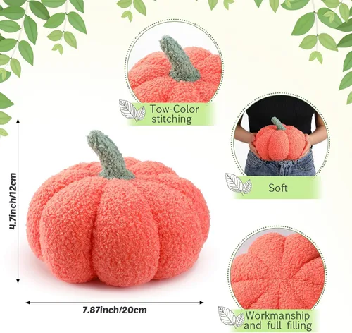 Miniatura 2 de Namalu 3 almohadas de calabaza de Acción de Gracias 3D, cojines suaves para sofá, decoración de calabaza rellena para otoño, invierno, sala