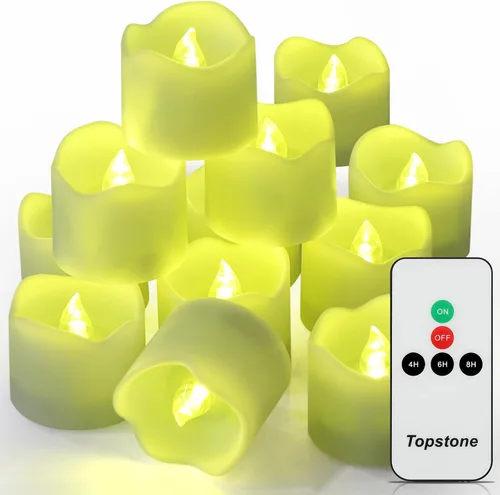 Miniatura 17 de Topstone Vela de Té LED Naranja de Halloween con Temporizador de 4/6/8 H, Control Remoto Vela Sin Llama, Velas Falsas a Batería, Vela Votiva