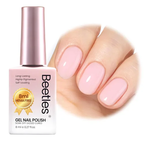 Miniatura 39 de Beetles - Esmalte de uñas de gel ultravioleta semipermanente sin HEMA de alto brillo para manicura francesa y arte de uñas, frasco a juego, blanco