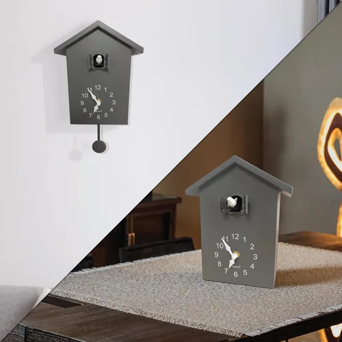 Miniatura 2 de WALPLUS Reloj de cuco moderno con diseño de pájaro que canta en la hora Coo Coo Coo Relojes de pared con péndulo de reloj de cuco de pájaro