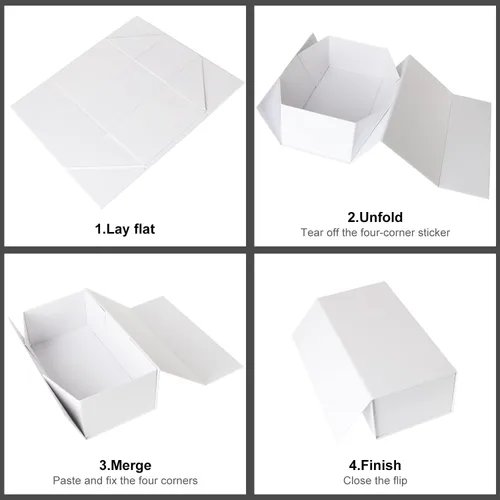 Miniatura 3 de Caja de regalo blanca de 12" x 6" x 4" con tapa de cierre magnético, cajas de regalo para damas de honor, caja linda, caja de regalo de cumpleaños