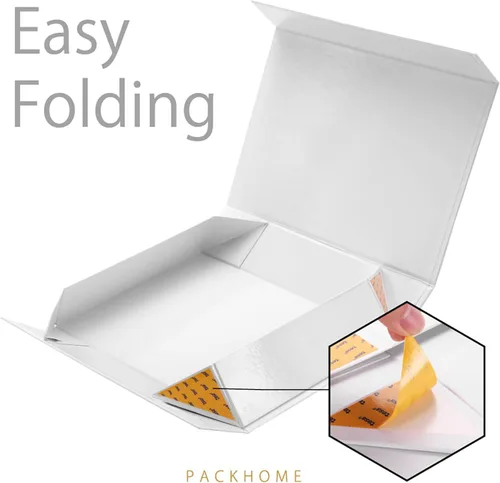 Miniatura 5 de PACKHOME Caja de regalo de 11.5 x 8 x 2.5 pulgadas, caja resistente para camisas con tapa magnética para múltiples ocasiones (blanco brillante)