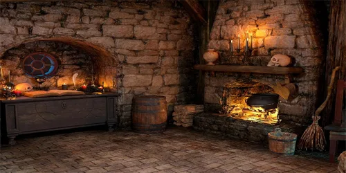 Miniatura 8 de BELECO Telón de fondo de tela espeluznante de 5 x 3 pies para Halloween, sala mágica, cocina, chimenea, poción mágica, libros, velas, calaveras