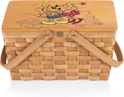 Miniatura 6 de Picnic TIME Disney Bambi Poppy - Cesta de picnic personal, cesta de almuerzo de mimbre tejida a mano con enfriador aislado extraíble, lonchera retro