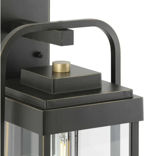 Miniatura 6 de Progress Lighting Walcott Collection - Farol de pared de transición para exteriores, 1 luz, cristal transparente, bronce antiguo