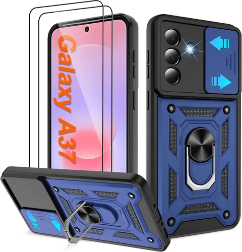 Miniatura 61 de ATUMP Funda para T-Mobile Revvl V Plus 5G con protector de pantalla HD con cubierta de cámara deslizante, soporte de anillo de rotación de 360° Negro