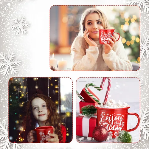 Miniatura 5 de Tioncy Juego de 8 tazas de café de Navidad de 12 onzas, regalos de Navidad para hombres y mujeres, regalos de agradecimiento, tazas inspiradoras