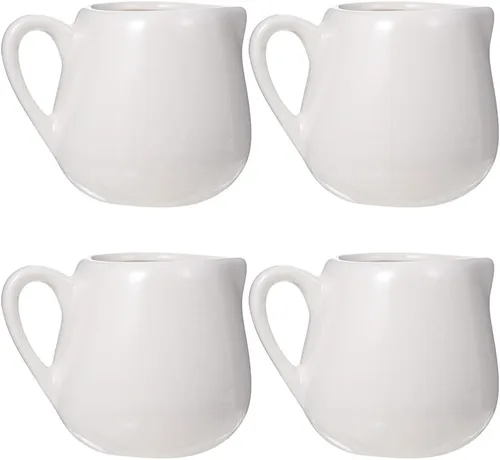 Miniatura 2 de YARNOW Juego de 4 mini jarras de leche de cerámica de 1.6 onzas, jarras de crema de porcelana con asa, tazas pequeñas de cerámica para salsa de café