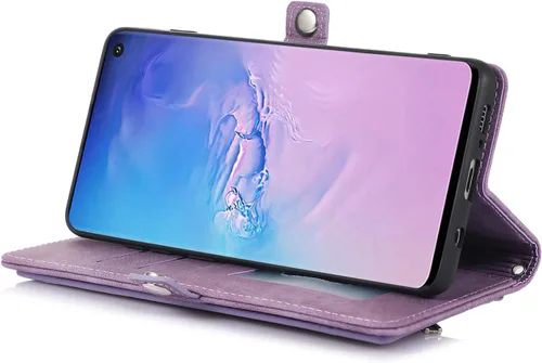 Miniatura 3 de Asuwish Funda de teléfono para Samsung Galaxy S10 con protector de pantalla de vidrio templado y correa cruzada para la muñeca de cuero con cierre