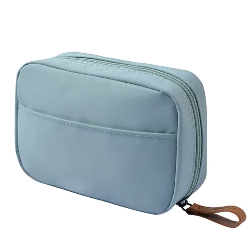 Miniatura 12 de Bolsa de cosméticos media luna Hekyip, neceser de maquillaje para viajes, neceser impermeable portátil para niñas y mujeres, pequeña (TODO NEGRO)