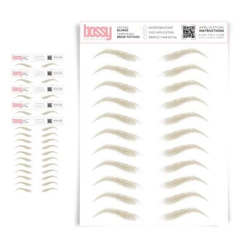 Miniatura 63 de 5 paquetes de tatuajes temporales para cejas, adhesivos impermeables para cejas, tatuajes falsos para el cabello tipo pelar de transferencia