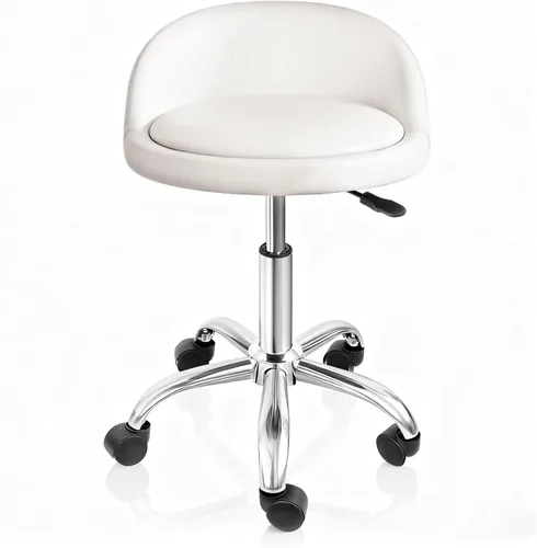 Miniatura 8 de SUPER DEAL Silla giratoria hidráulica ajustable para salón, taburete de masaje facial, tatuaje, spa médico con respaldo y ruedas, color negro
