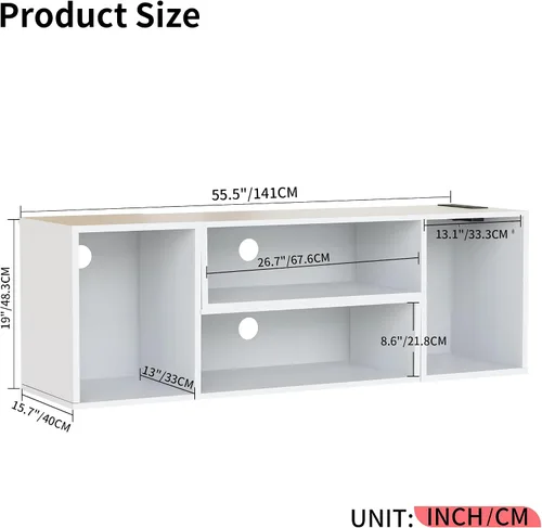 Miniatura 2 de DKLGG Soporte de TV LED, moderno centro de entretenimiento en forma de L con 19 modos de luz LED, almacenamiento y tomas de corriente