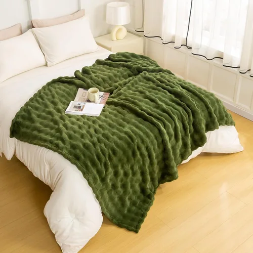Miniatura 17 de YUSOKI - Manta de forro polar 3D con burbujas Felpa ultrasuave y esponjosa de 13.44 oz/m² Manta ligera y acogedora para sofá cama Para todas