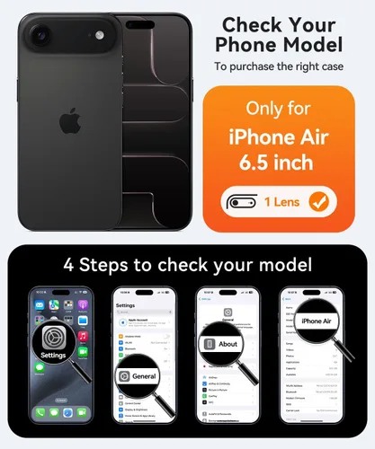 Miniatura 2 de CANSHN Funda magnética compatible con iPhone Air (6.5 pulgadas), mejorada [protección completa de la cámara] [compatible con Magsafe]
