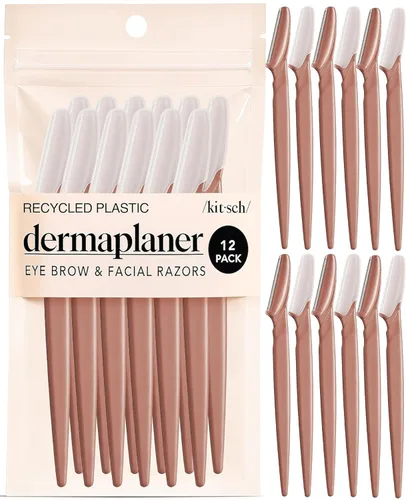 Kitsch Dermaplane - Maquinilla de afeitar facial para mujeres y hombres, maquinilla de afeitar para cejas y afeitadora facial - Maquinilla de