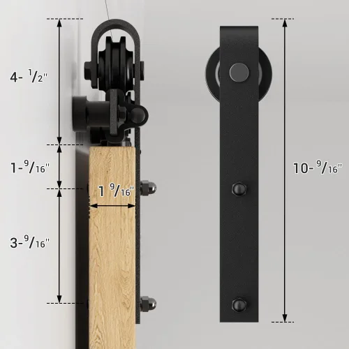 Miniatura 7 de CCJH Kit de herrajes para puerta de granero, pista deslizante de 4 pies, resistente para un solo panel de puerta de 24 pulgadas de ancho
