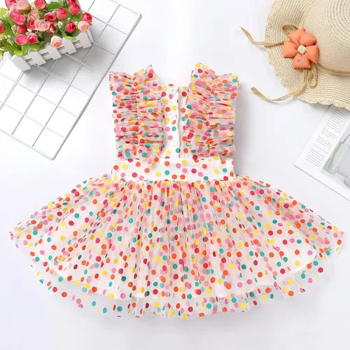 Miniatura 4 de Baby Girls 1st Birthday Outfit Colorful Polka Dots Romper Princess Party Tutu Dress Cake Smash Clothes for Photo Shoot