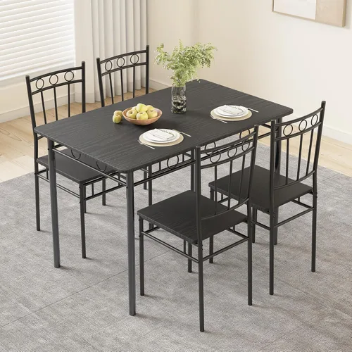 Miniatura 14 de Juego de mesa de comedor para 4, mesa de cocina y sillas de 5 piezas, juego de mesa de comedor rectangular con 4 sillas, juego de mesa de cocina que
